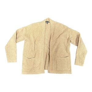 Eileen Fisher Open Cardigan Tan Boucle Chunky Knit Cotton XS